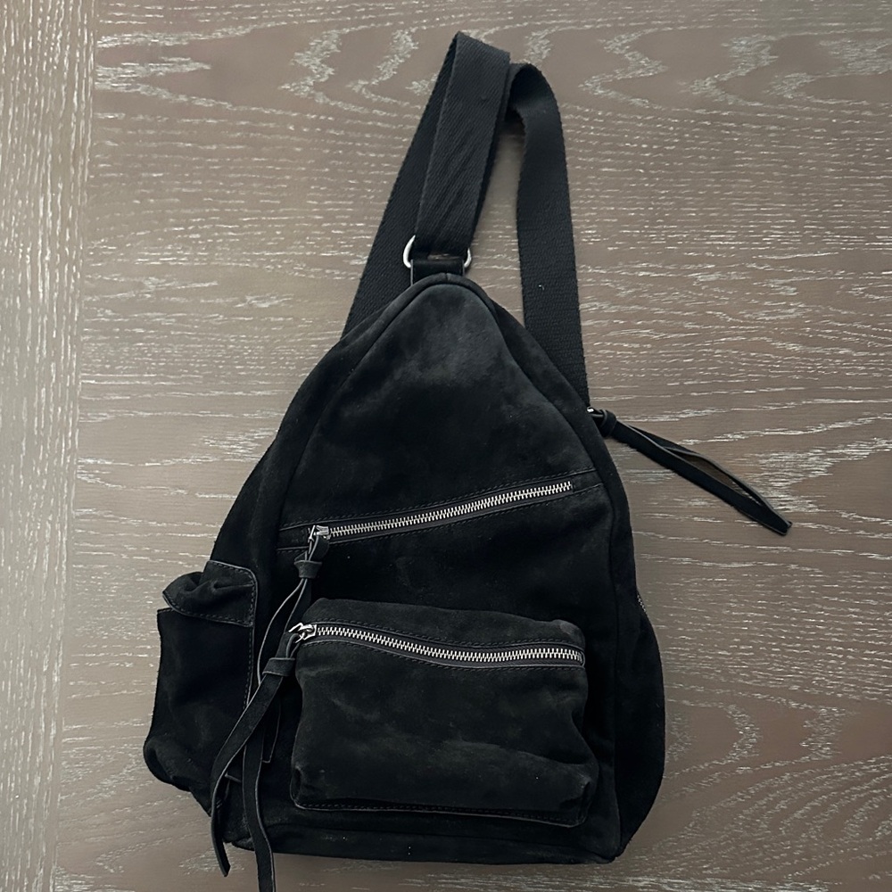 Free People Black Suede Sling Belt Bag